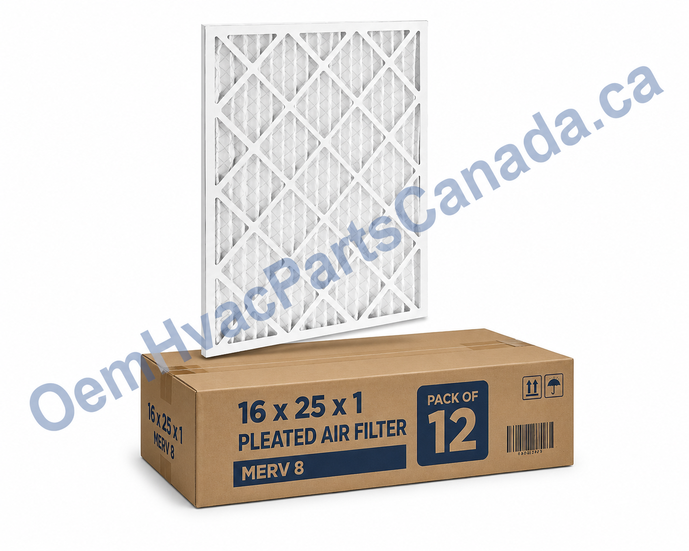 16 x 25 x 1 Pleated Air Filter – MERV 8 (Pack of 12)
